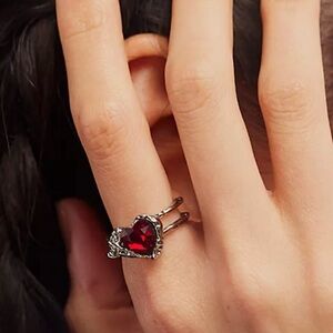 Free People Heartbreaker adjustable ring in red